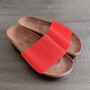 SixtySeven Womens Hot Pink Platform Slides Y2K Sandals Size 9.5